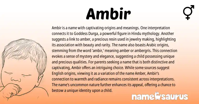 Infographic about Ambir name meaning, Ambir is a name from Arabic origin(s).