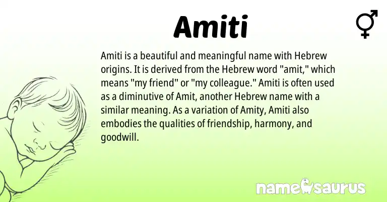 Infographic about Amiti name meaning, Amiti is a name from Hebrew origin(s).