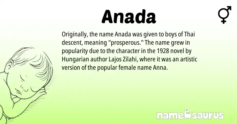 Infographic about Anada name meaning, Anada is a name from Hungarian, Thai origin(s).