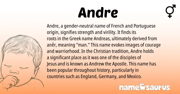 Infographic about Andre name meaning, Andre is a name from England, French, Greek, Portuguese origin(s).