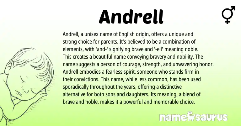 Infographic about Andrell name meaning, Andrell is a name from English origin(s).