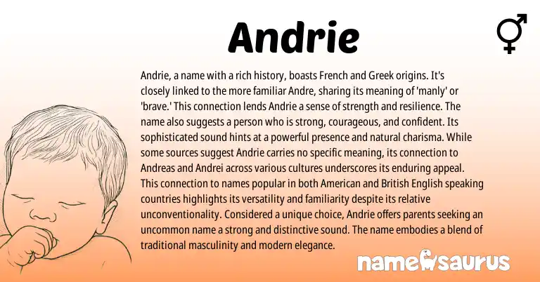 Infographic about Andrie name meaning, Andrie is a name from French, Greek origin(s).