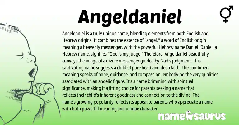 Infographic about Angeldaniel name meaning, Angeldaniel is a name from Hebrew, English origin(s).