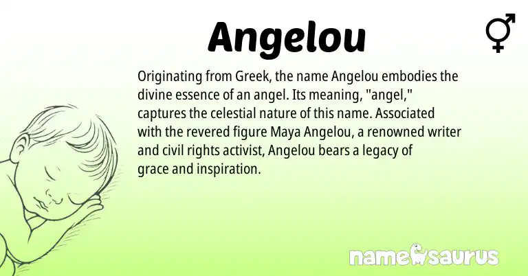 Infographic about Angelou name meaning, Angelou is a name from Greek origin(s).