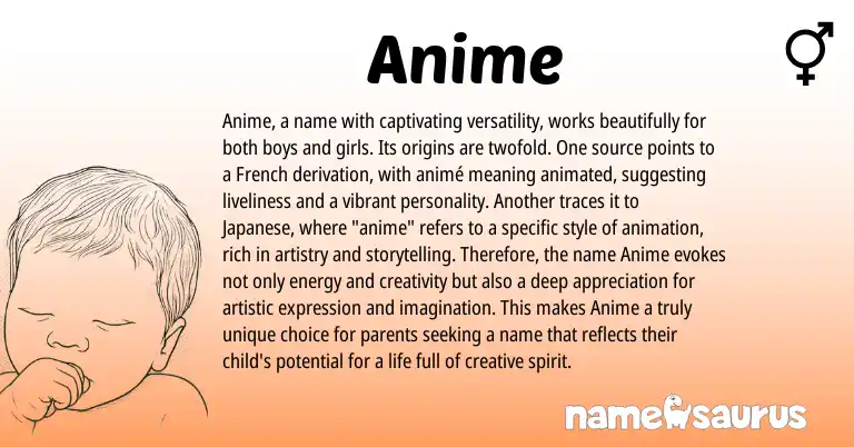 Infographic about Anime name meaning, Anime is a name from French, Japanese origin(s).