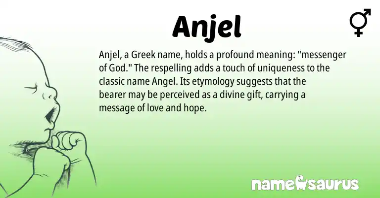 Infographic about Anjel name meaning, Anjel is a name from Greek origin(s).