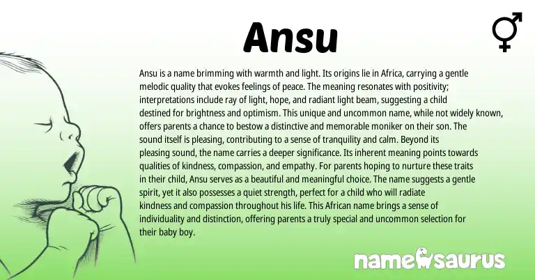 Infographic about Ansu name meaning, Ansu is a name from Indian, African origin(s).