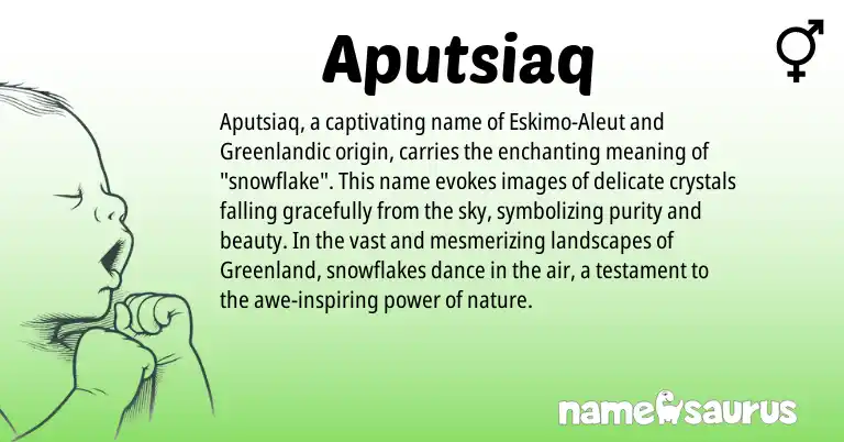 Infographic about Aputsiaq name meaning, Aputsiaq is a name from Aleut, Greenlandic origin(s).