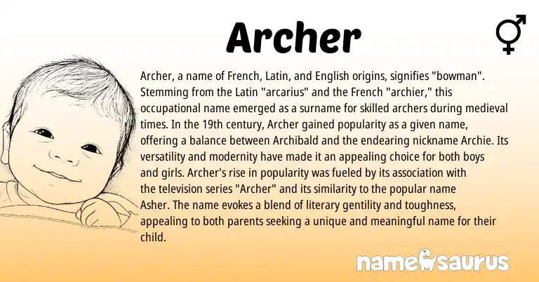 Infographic about Archer name meaning, Archer is a name from English, French, Latin origin(s).