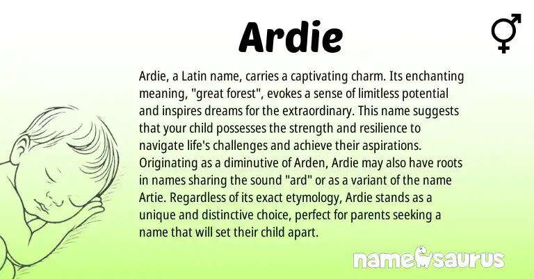 Infographic about Ardie name meaning, Ardie is a name from Latin origin(s).