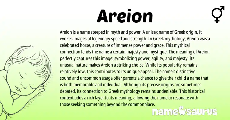 Infographic about Areion name meaning, Areion is a name from Greek origin(s).