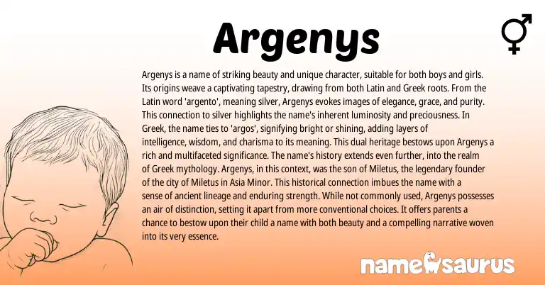 Infographic about Argenys name meaning, Argenys is a name from Greek, Latin, Spanish origin(s).