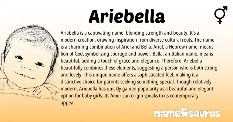 Infographic about Ariebella name meaning, Ariebella is a name from Hebrew, Italian origin(s).