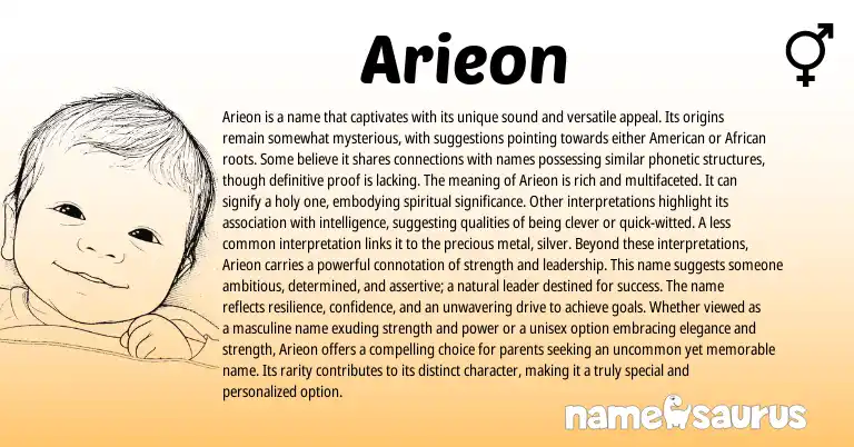 Infographic about Arieon name meaning, Arieon is a name from American, African origin(s).