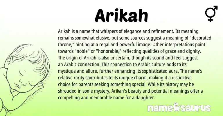 Infographic about Arikah name meaning, Arikah is a name from Arabic origin(s).