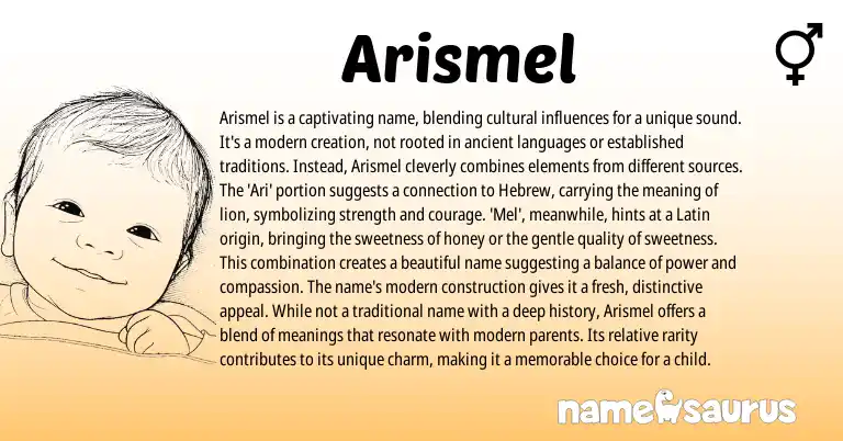 Infographic about Arismel name meaning, Arismel is a name from Latin, Hebrew origin(s).