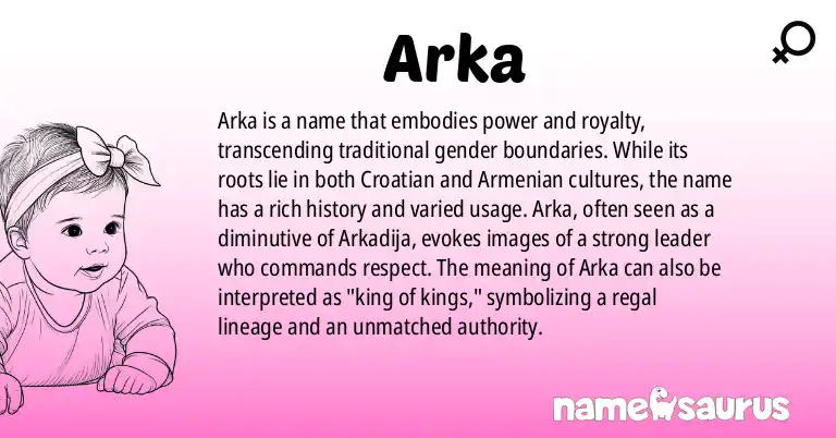 Infographic about Arka name meaning, Arka is a name from Croatian, Armenian origin(s).
