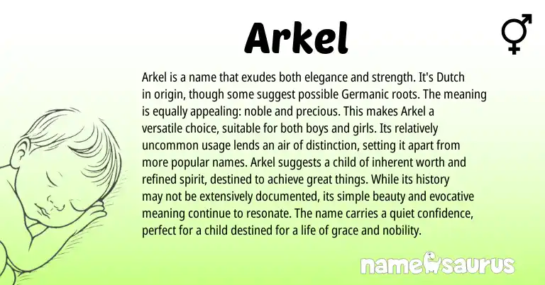 Infographic about Arkel name meaning, Arkel is a name from Dutch origin(s).
