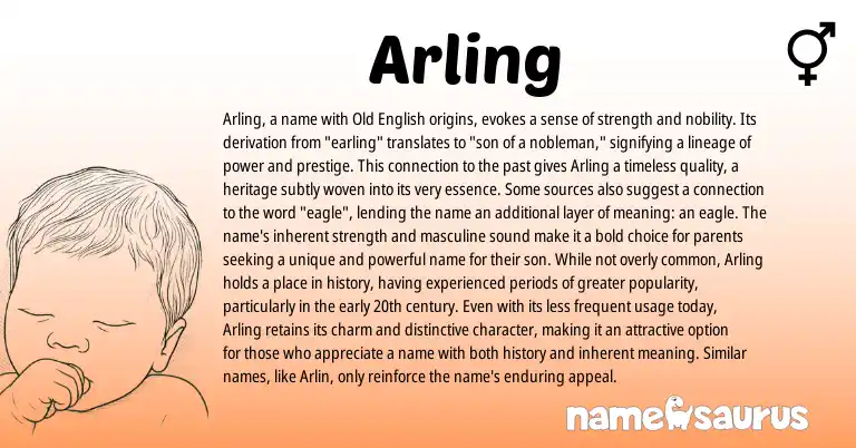 Infographic about Arling name meaning, Arling is a name from English origin(s).