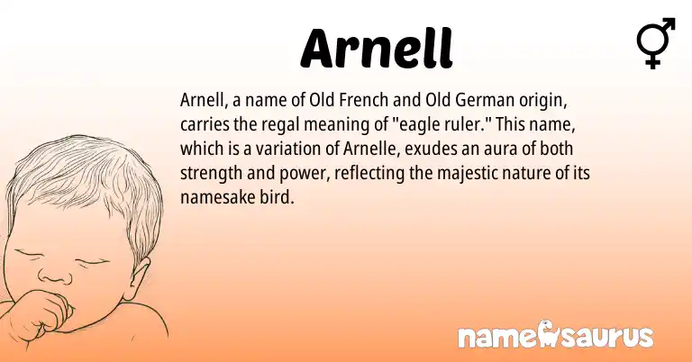Infographic about Arnell name meaning, Arnell is a name from Old German, Old French origin(s).