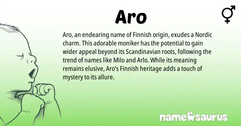 Infographic about Aro name meaning, Aro is a name from Scandinavian, Finnish, Nordic origin(s).