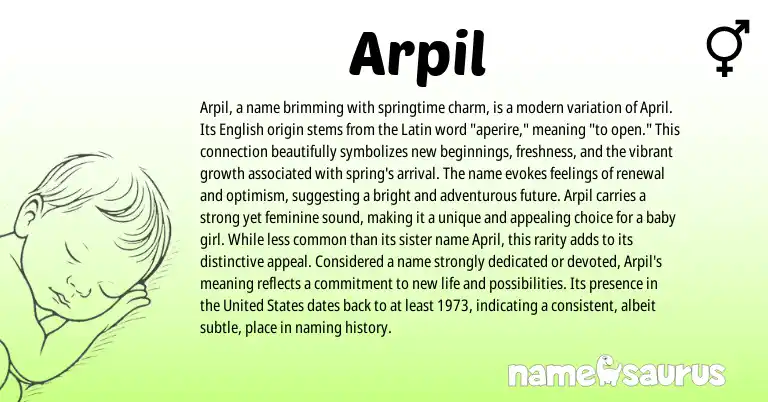 Infographic about Arpil name meaning, Arpil is a name from English origin(s).