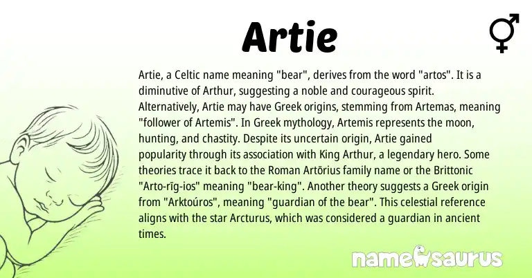Infographic about Artie name meaning, Artie is a name from Roman, Celtic, Greek origin(s).