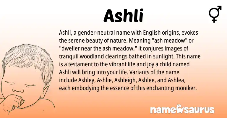 Infographic about Ashli name meaning, Ashli is a name from English origin(s).