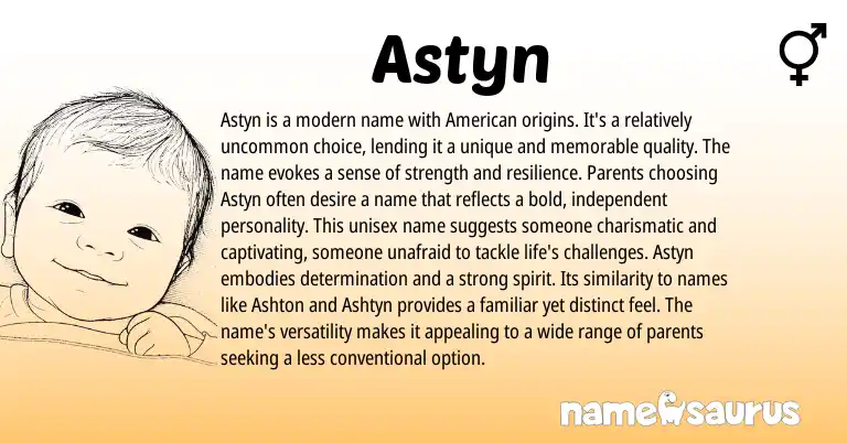 Infographic about Astyn name meaning, Astyn is a name from English, American origin(s).
