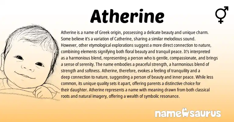 Infographic about Atherine name meaning, Atherine is a name from Greek origin(s).
