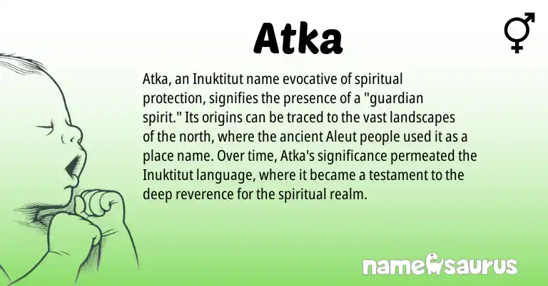 Infographic about Atka name meaning, Atka is a name from Inuktitut, Aleut origin(s).