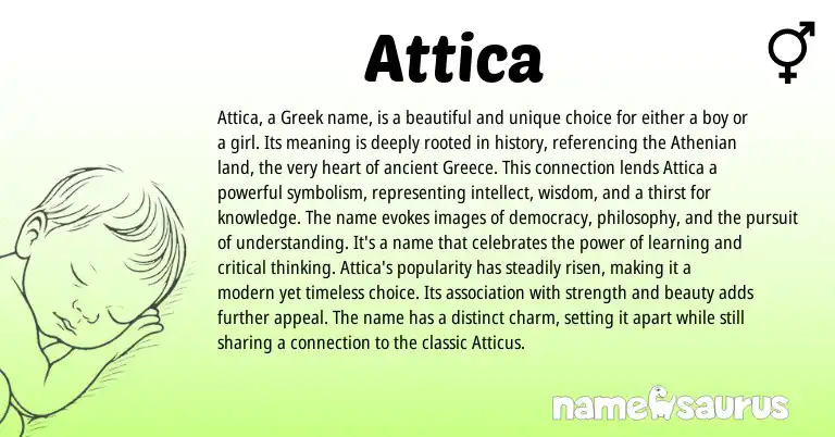 Infographic about Attica name meaning, Attica is a name from Greek origin(s).