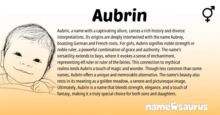 Infographic about Aubrin name meaning, Aubrin is a name from English, Germanic, French origin(s).