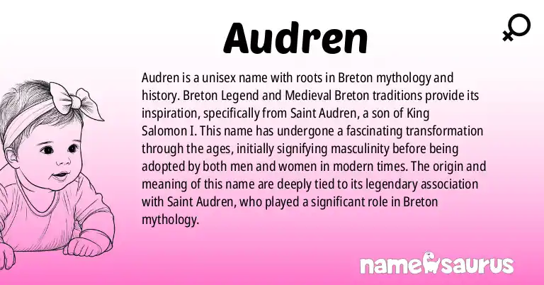 Infographic about Audren name meaning, Audren is a name from Breton Legend, Medieval Breton, Breton origin(s).