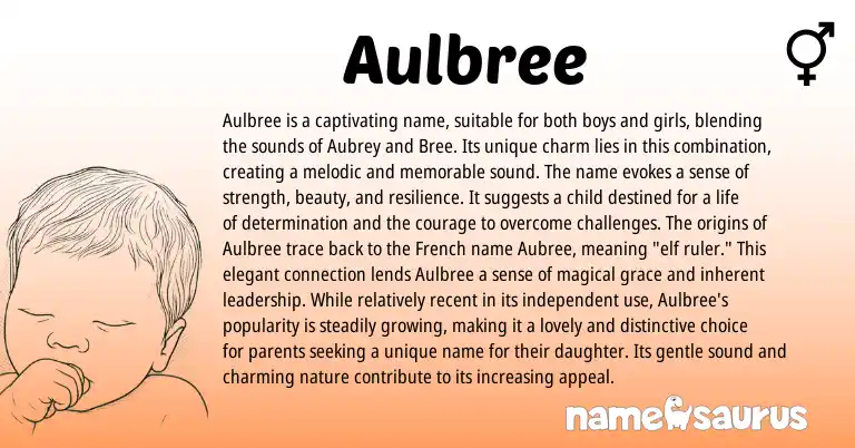 Infographic about Aulbree name meaning, Aulbree is a name from Other origin(s).