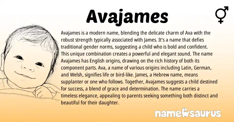 Infographic about Avajames name meaning, Avajames is a name from English origin(s).