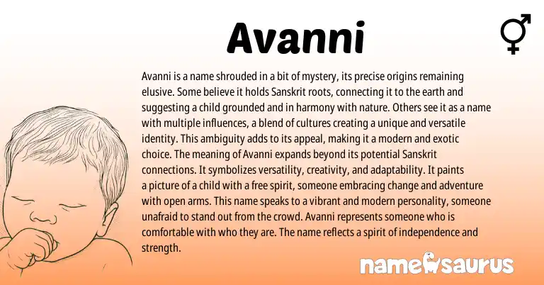Infographic about Avanni name meaning, Avanni is a name from Other origin(s).