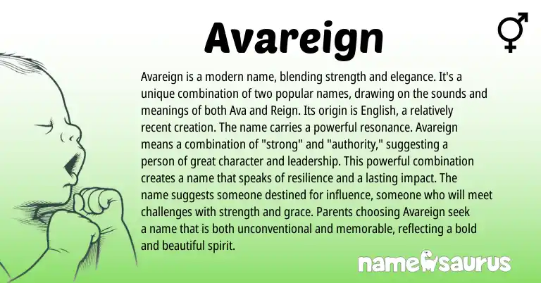 Infographic about Avareign name meaning, Avareign is a name from Other origin(s).