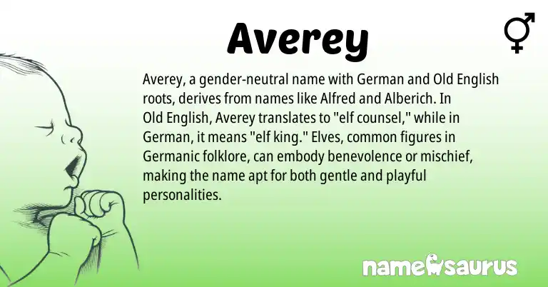 Infographic about Averey name meaning, Averey is a name from German, Germanic, Old English origin(s).