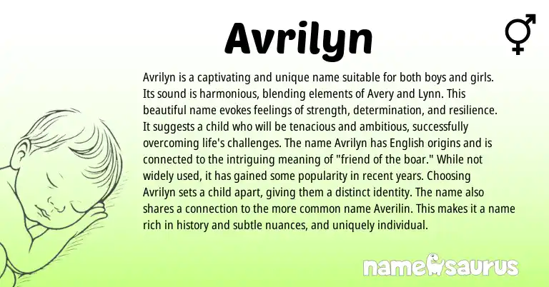 Infographic about Avrilyn name meaning, Avrilyn is a name from Other origin(s).