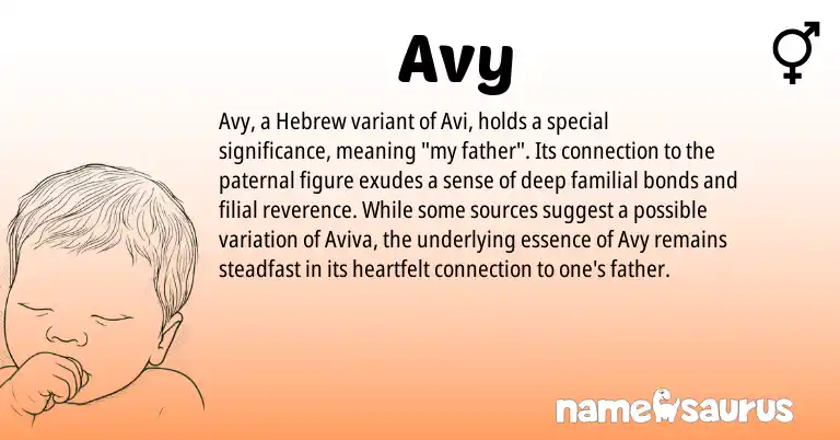 Infographic about Avy name meaning, Avy is a name from Hebrew origin(s).