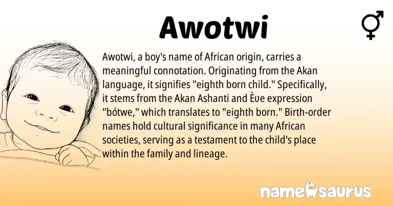 Infographic about Awotwi name meaning, Awotwi is a name from Akan, African, Ashanti origin(s).