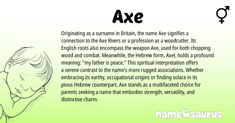 Infographic about Axe name meaning, Axe is a name from English, Hebrew origin(s).