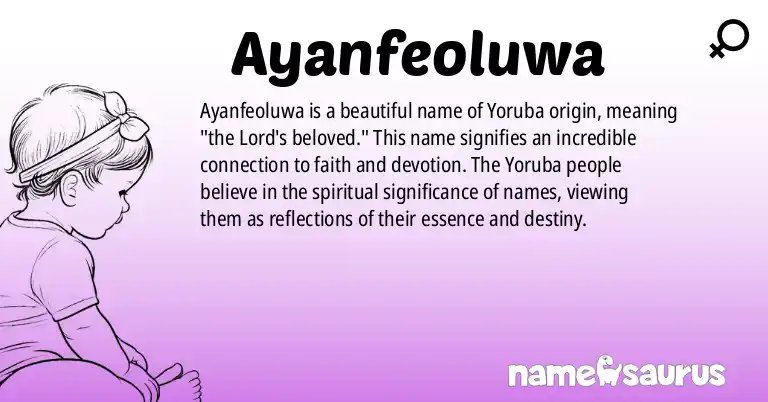 Infographic about Ayanfeoluwa name meaning, Ayanfeoluwa is a name from Yoruba origin(s).