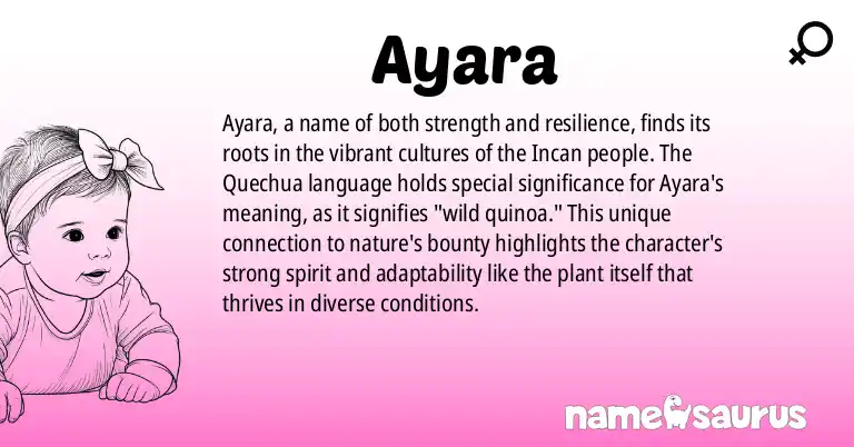 Infographic about Ayara name meaning, Ayara is a name from Quechua, Incan origin(s).