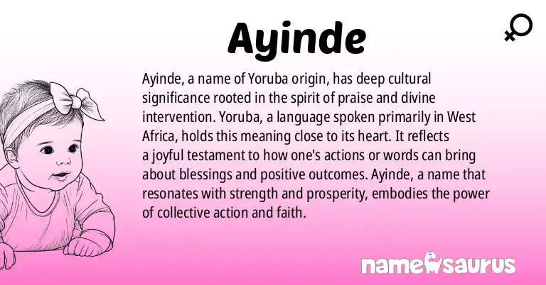Infographic about Ayinde name meaning, Ayinde is a name from Yoruba, African - Yoruba origin(s).