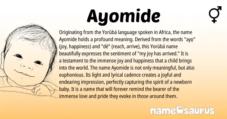 Infographic about Ayomide name meaning, Ayomide is a name from N/A origin(s).