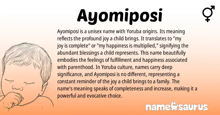 Infographic about Ayomiposi name meaning, Ayomiposi is a name from Yoruba origin(s).