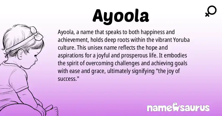 Infographic about Ayoola name meaning, Ayoola is a name from Yoruba origin(s).