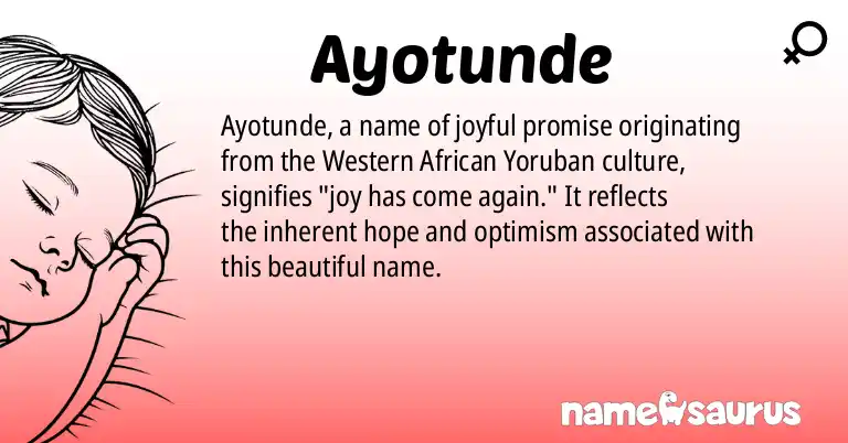 Infographic about Ayotunde name meaning, Ayotunde is a name from Western African, Yoruba origin(s).